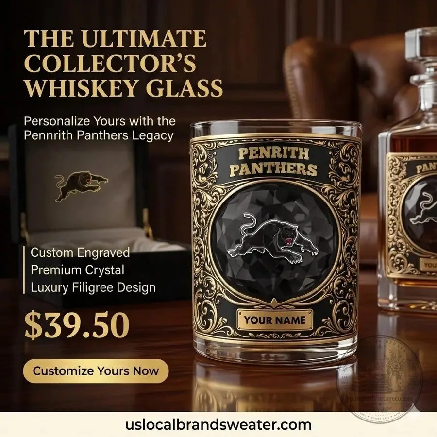 Penrith Panthers Rugby League Team Engraved Whiskey Glass