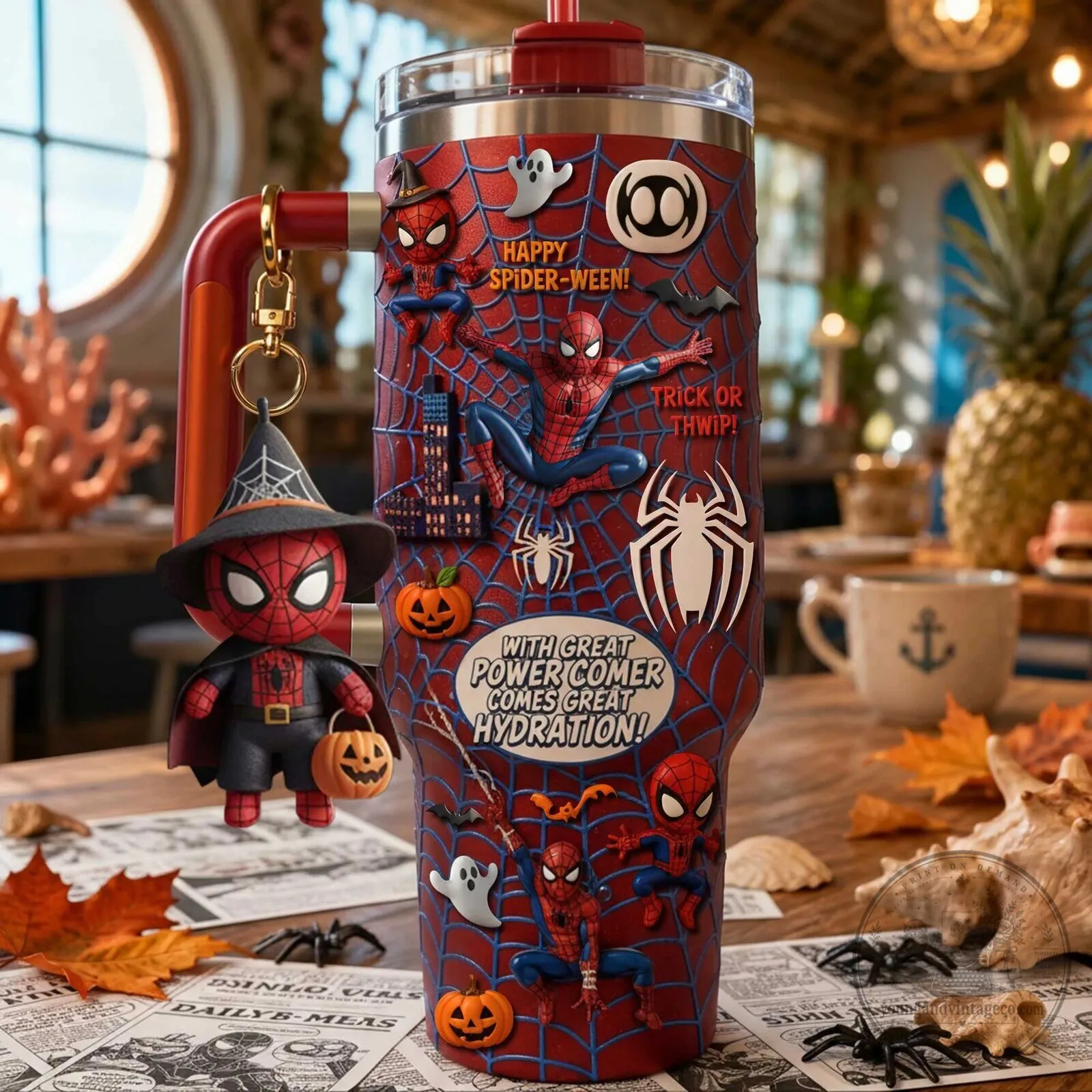 Spider-Man Halloween Trick or Thwip With Great Power Comes Great Hydration Tumbler 4 Spider-Man Halloween Trick or Thwip With Great Power Comes Great Hydration Tumbler