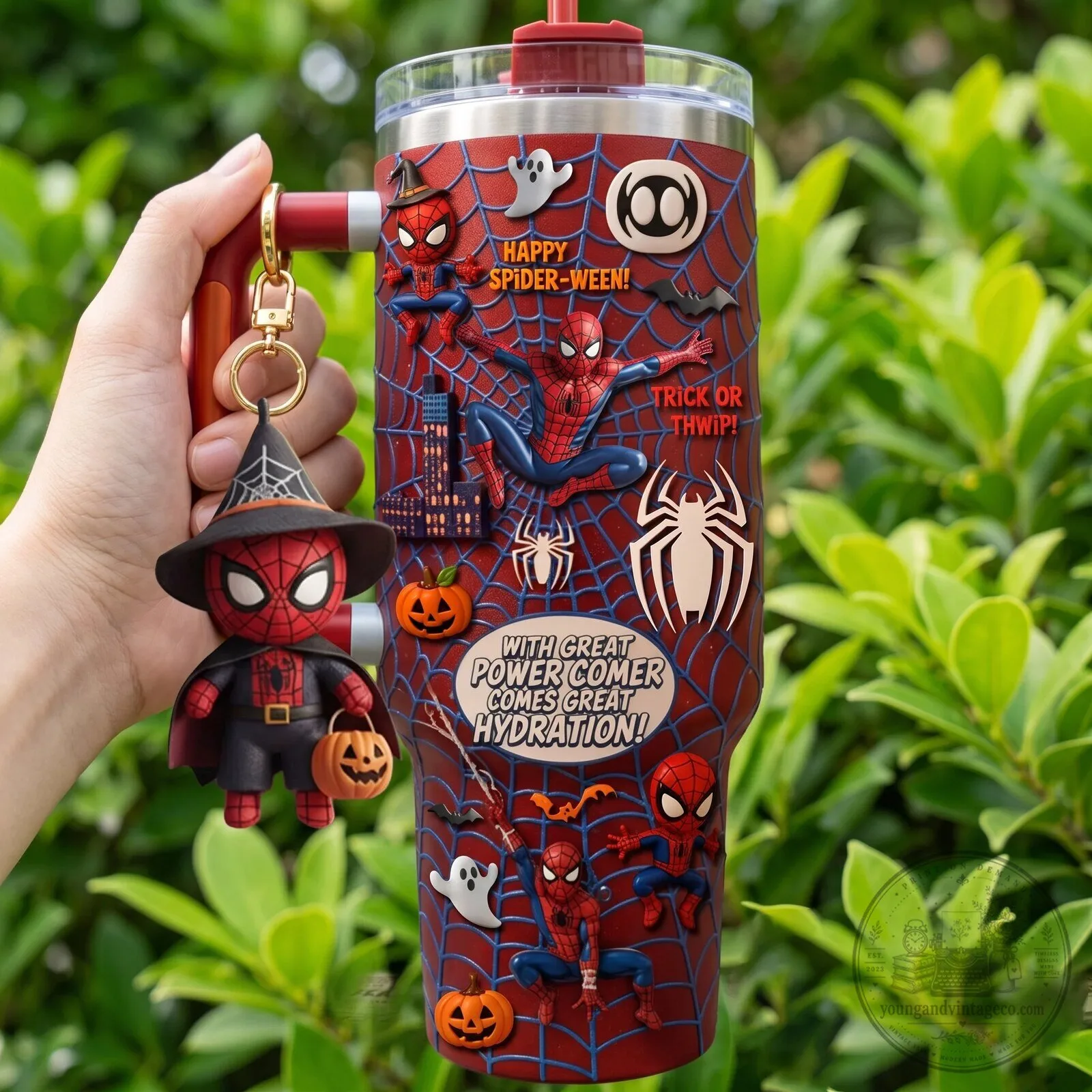 Spider-Man Halloween Trick or Thwip With Great Power Comes Great Hydration Tumbler 5 Spider-Man Halloween Trick or Thwip With Great Power Comes Great Hydration Tumbler
