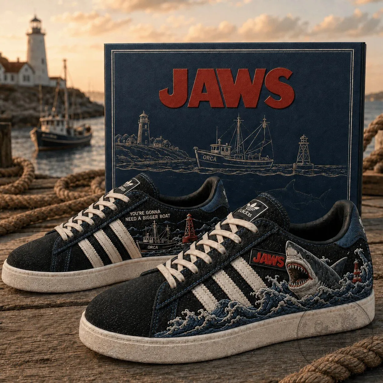 Jaws Movie You're Gonna Need a Bigger Boat Ocean Waves Casual Shoes 4 Jaws Movie You