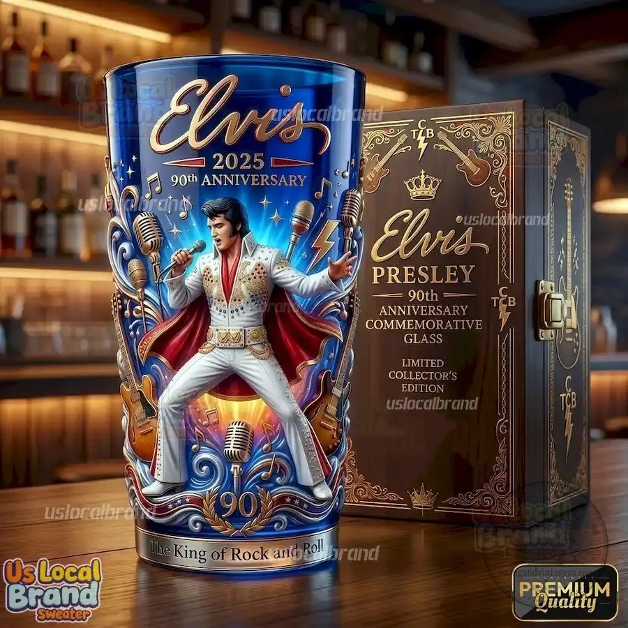 Elvis Presley 90th Anniversary The King of Rock and Roll Drinking Glass 3 Elvis Presley 90th Anniversary The King of Rock and Roll Drinking Glass