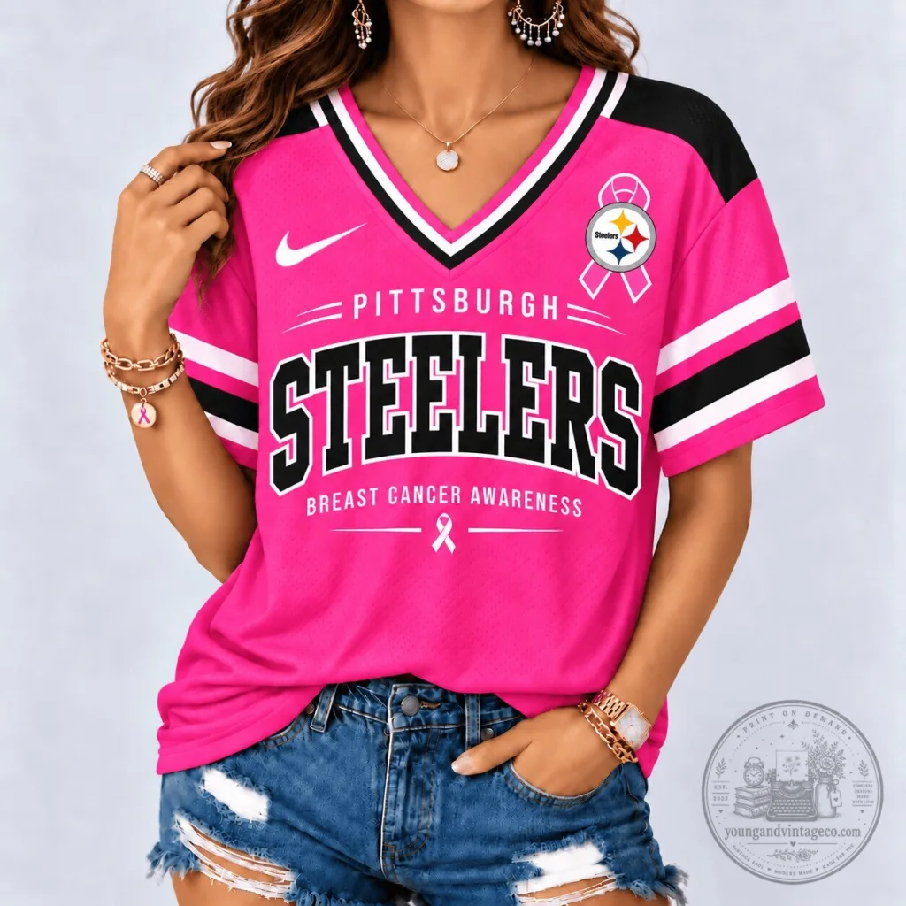 Pittsburgh Steelers Breast Cancer Awareness Pink Football Jersey for Women 3 Pittsburgh Steelers Breast Cancer Awareness Pink Football Jersey for Women