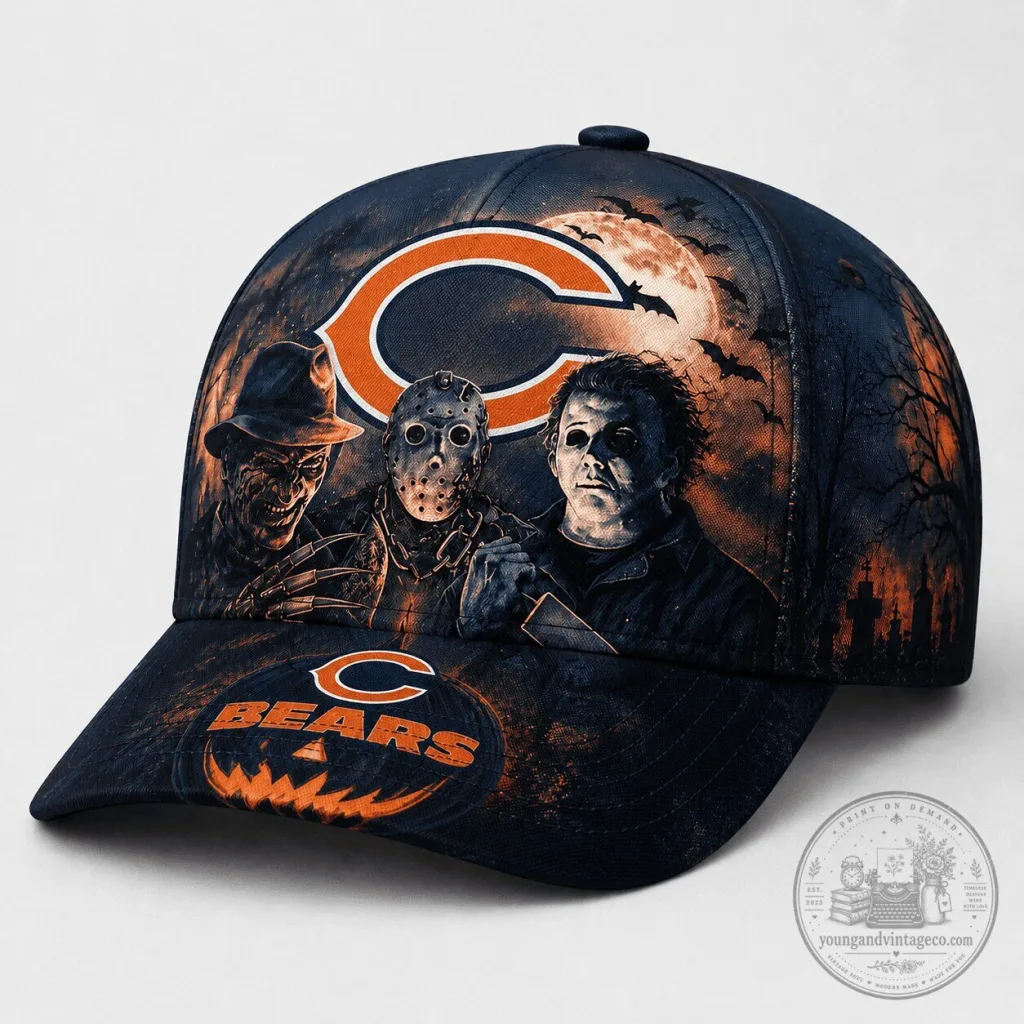 Chicago Bears Halloween Horror Night Freddy Jason Michael Myers Cap Hat Chicago Bears Halloween Horror Night Freddy Jason Michael Myers Cap Hat