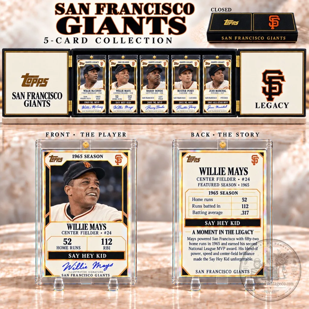 San Francisco Giants Willie Mays Topps Baseball Card Collector's Box Set San Francisco Giants Willie Mays Topps Baseball Card Collector's Box Set
