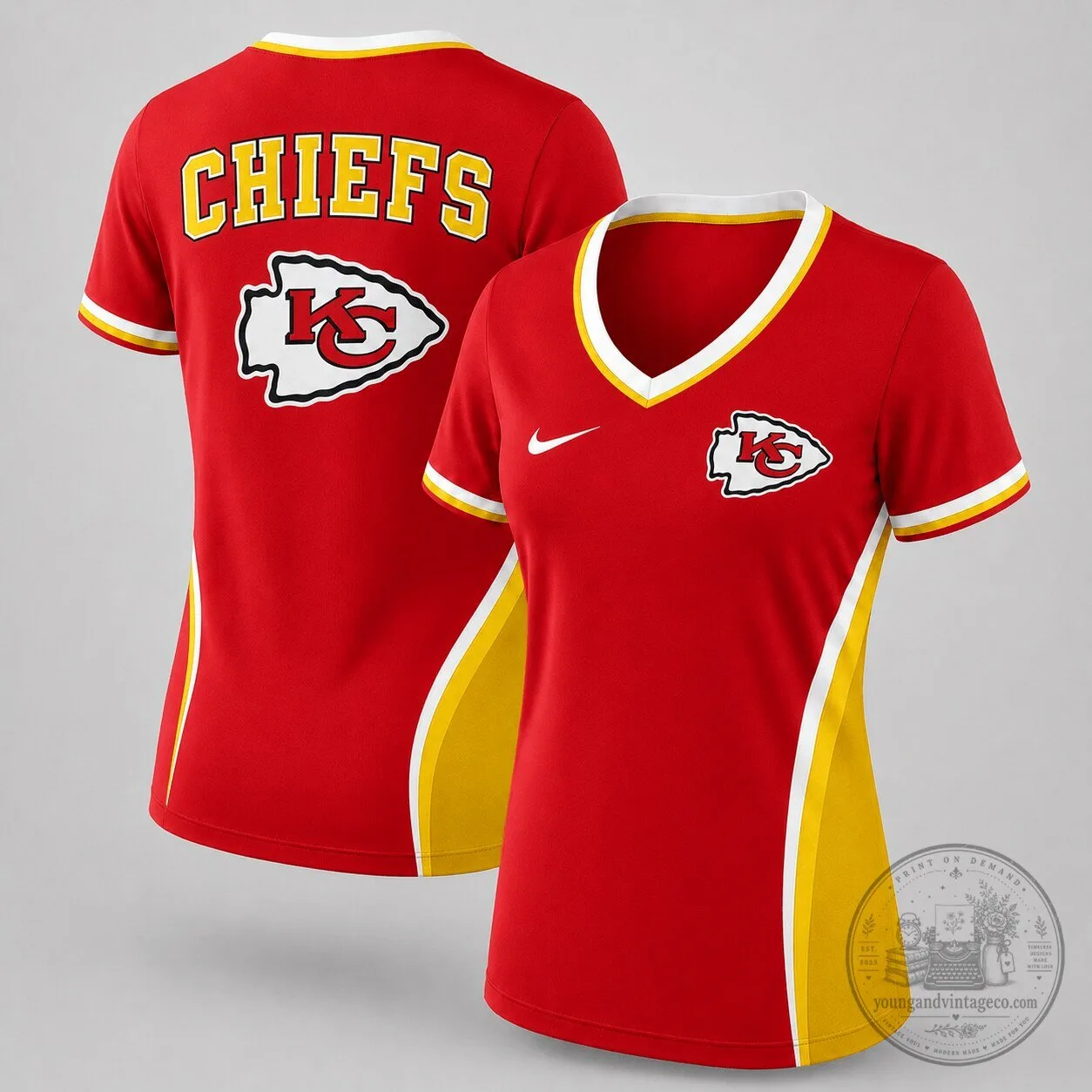 Kansas City Chiefs NFL Football Women's Performance V-Neck T-Shirt
