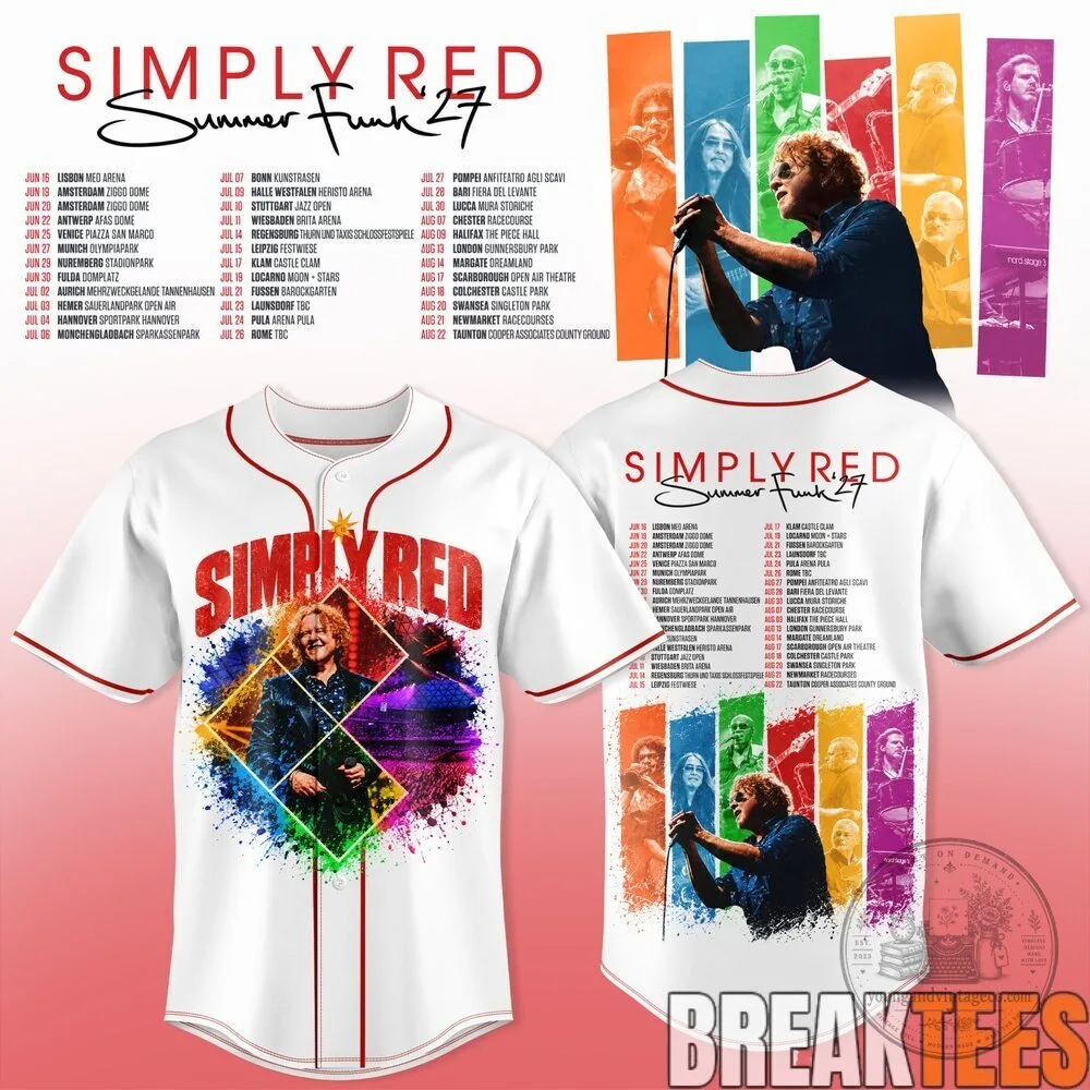 Simply Red Summer Funk 27 Baseball Jersey 6 Simply Red Summer Funk 27 Baseball Jersey