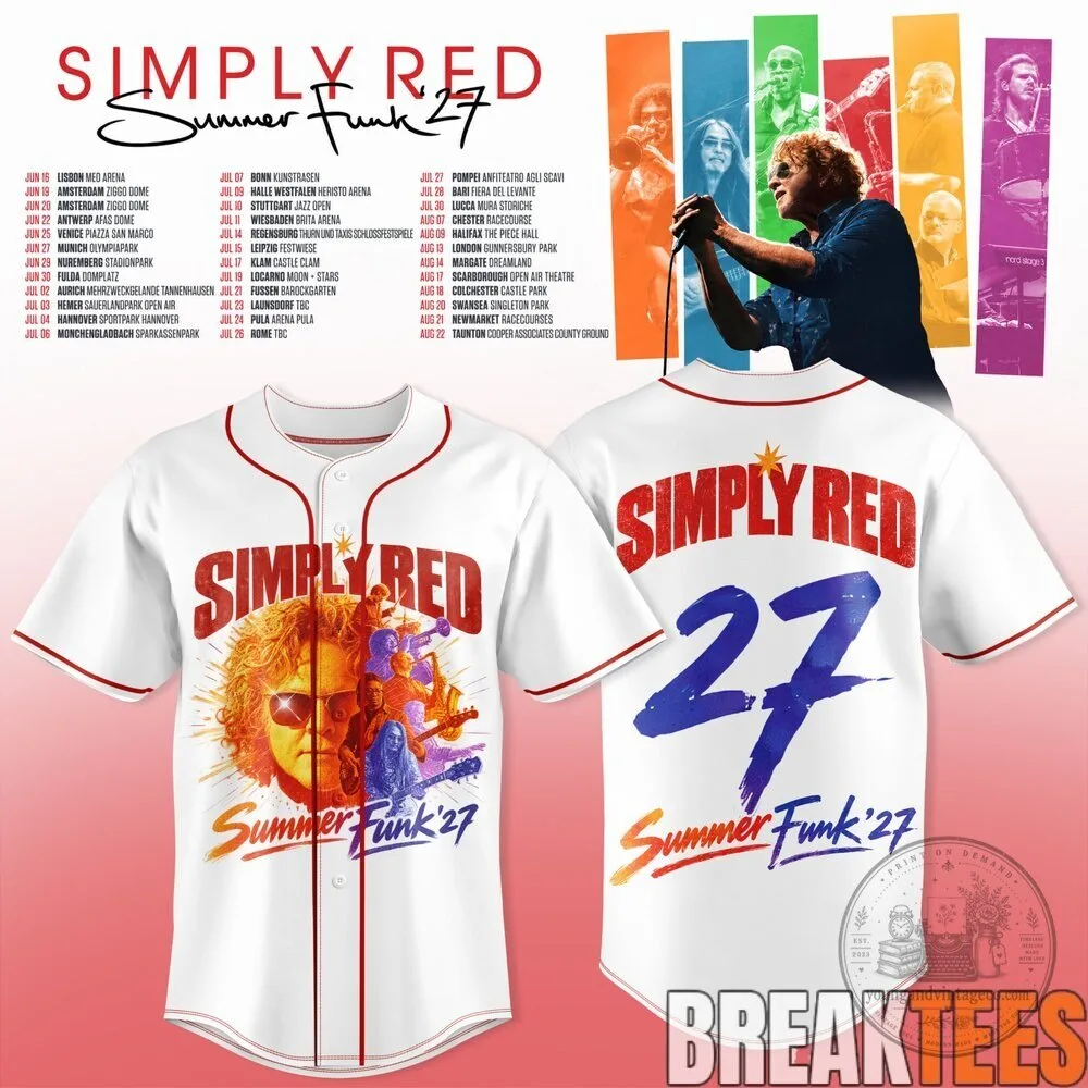 Simply Red Summer Funk 27 Baseball Jersey 7 Simply Red Summer Funk 27 Baseball Jersey