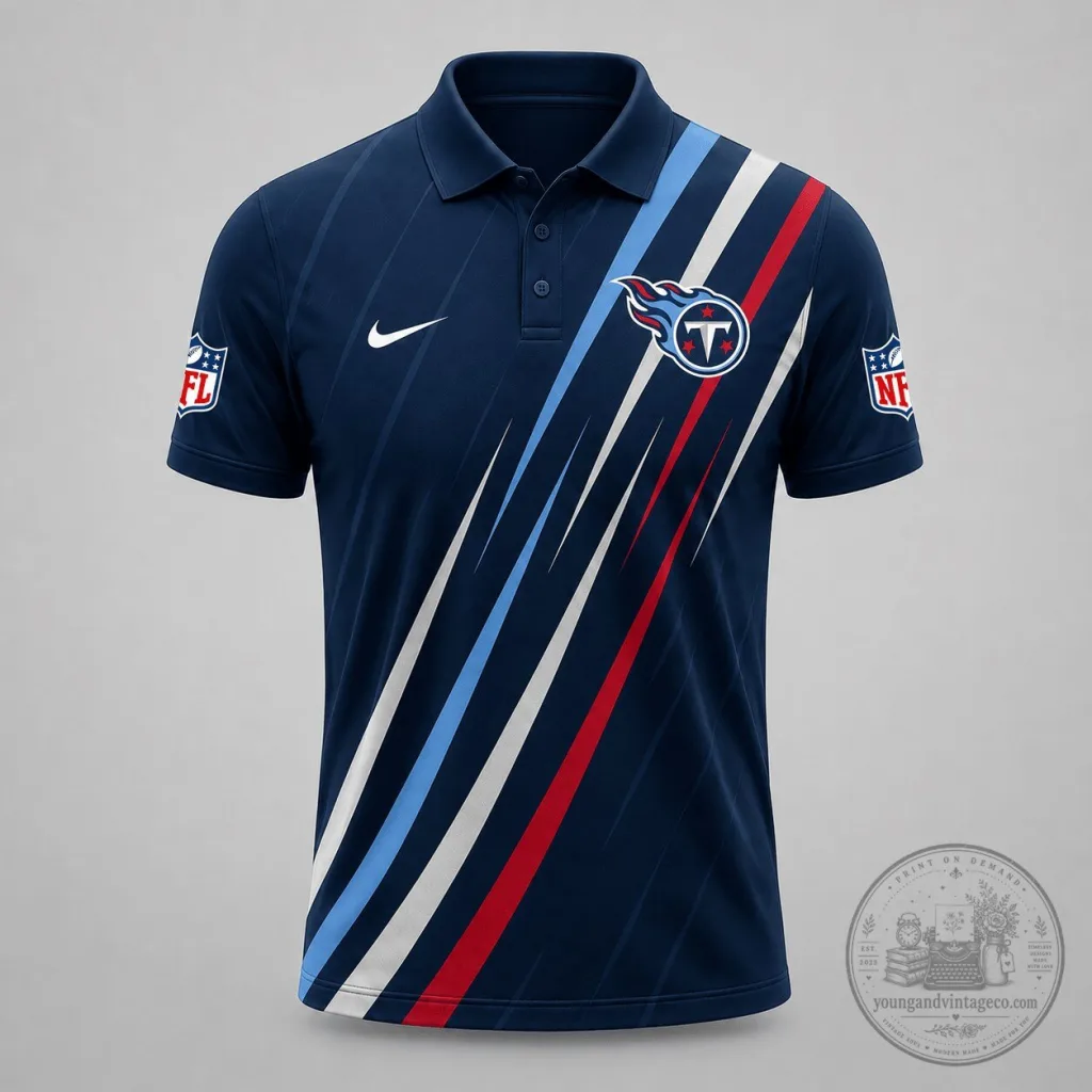Tennessee Titans National Football League Athletic Stripe Polo Shirt Tennessee Titans National Football League Athletic Stripe Polo Shirt