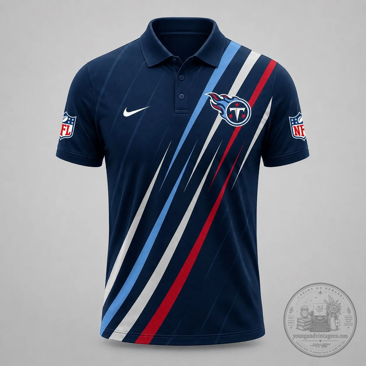 Philadelphia Eagles Fan Shirt Tropical Ocean Shark Football 3 Tennessee Titans National Football League Athletic Stripe Polo Shirt