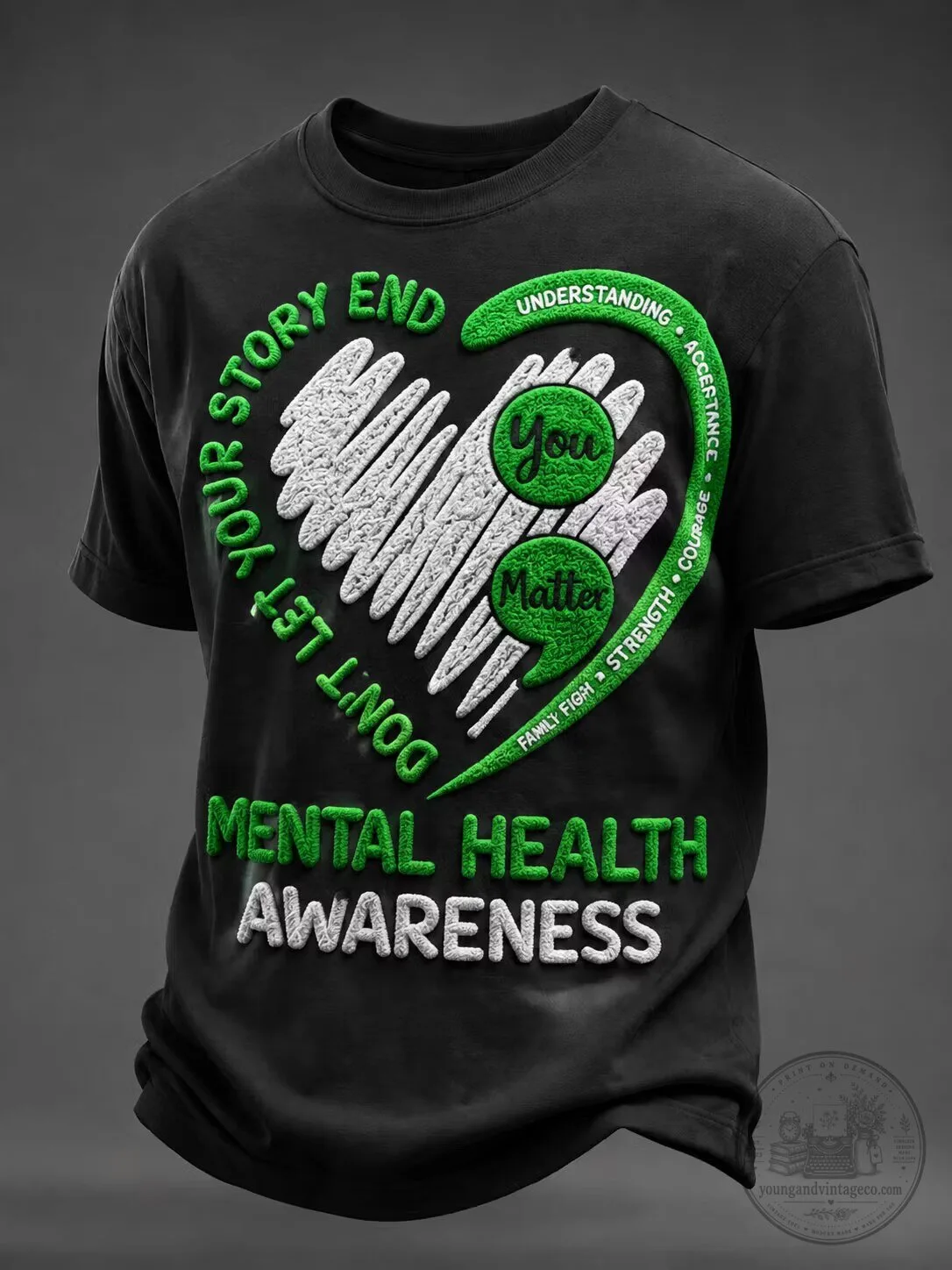 Mental Health Awareness Semicolon You Matter Don't Let Your Story End T-Shirt
