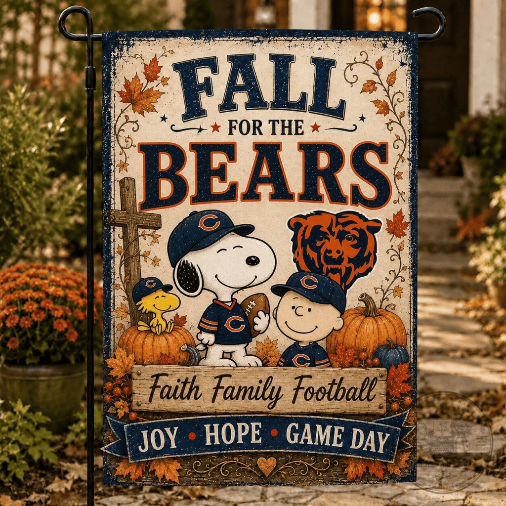 Chicago Bears Snoopy Fall For The Bears Faith Family Football Garden Flag Chicago Bears Snoopy Fall For The Bears Faith Family Football Garden Flag