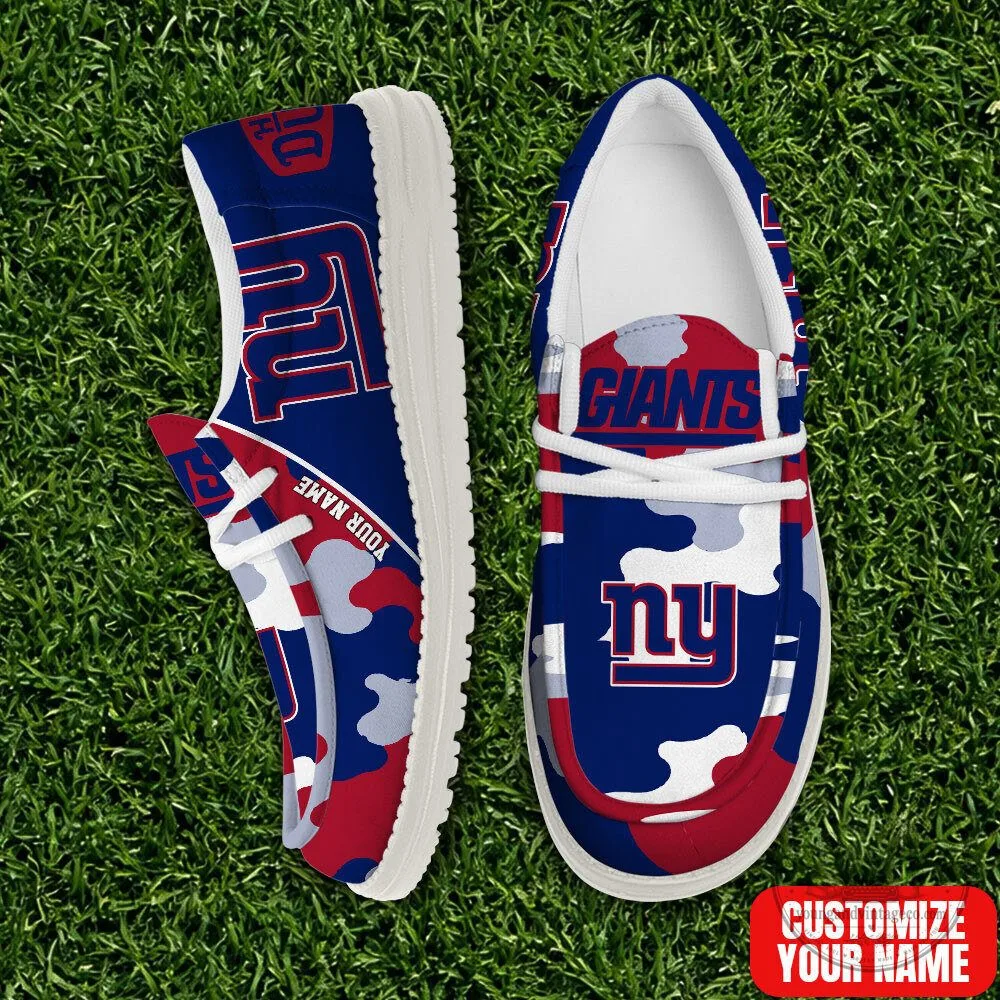 New York Giants Personalized Camouflage Nation Slip-On Loafer Shoes