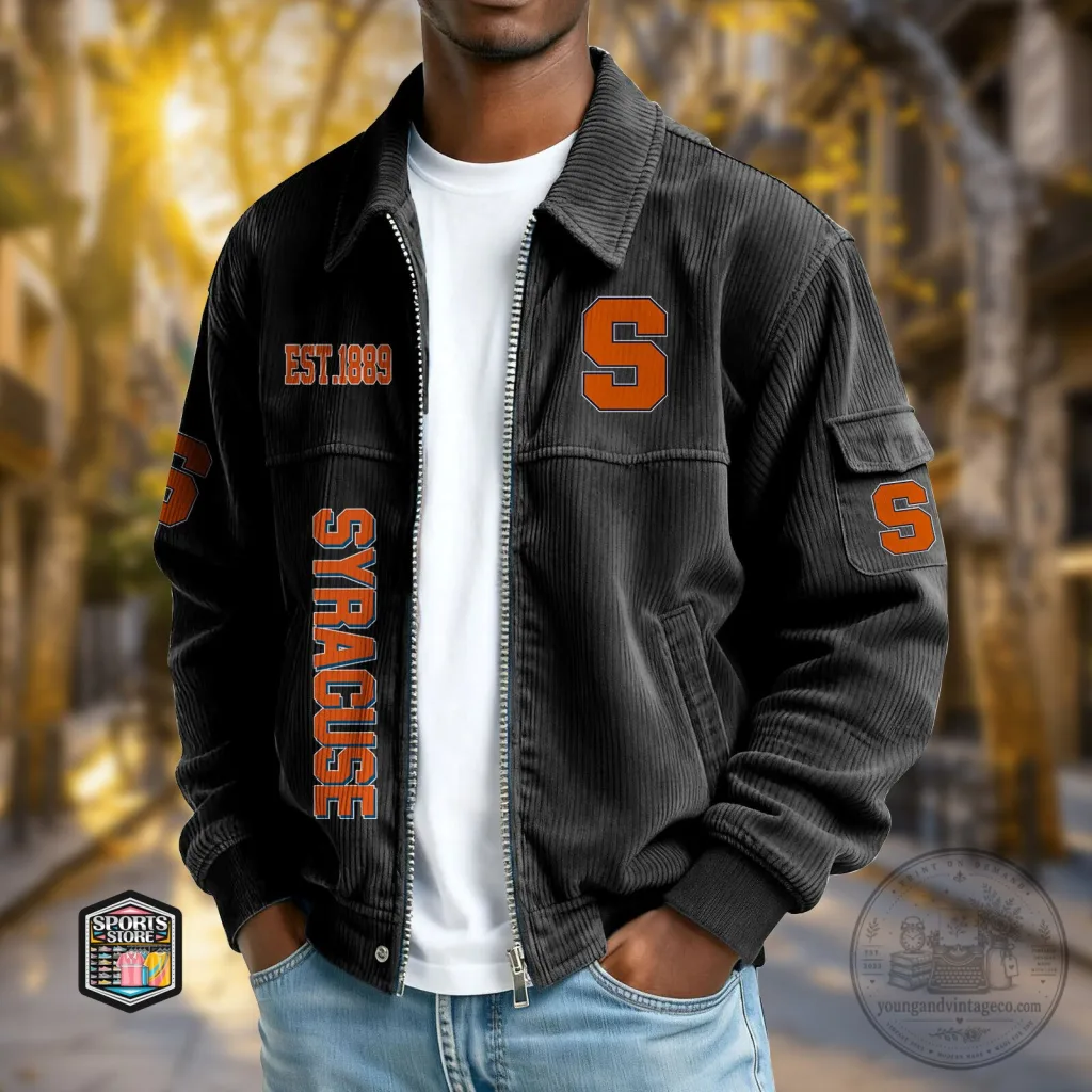 Syracuse Orange NCAA Corduroy Jacket EST 1889 Syracuse Orange NCAA Corduroy Jacket EST 1889