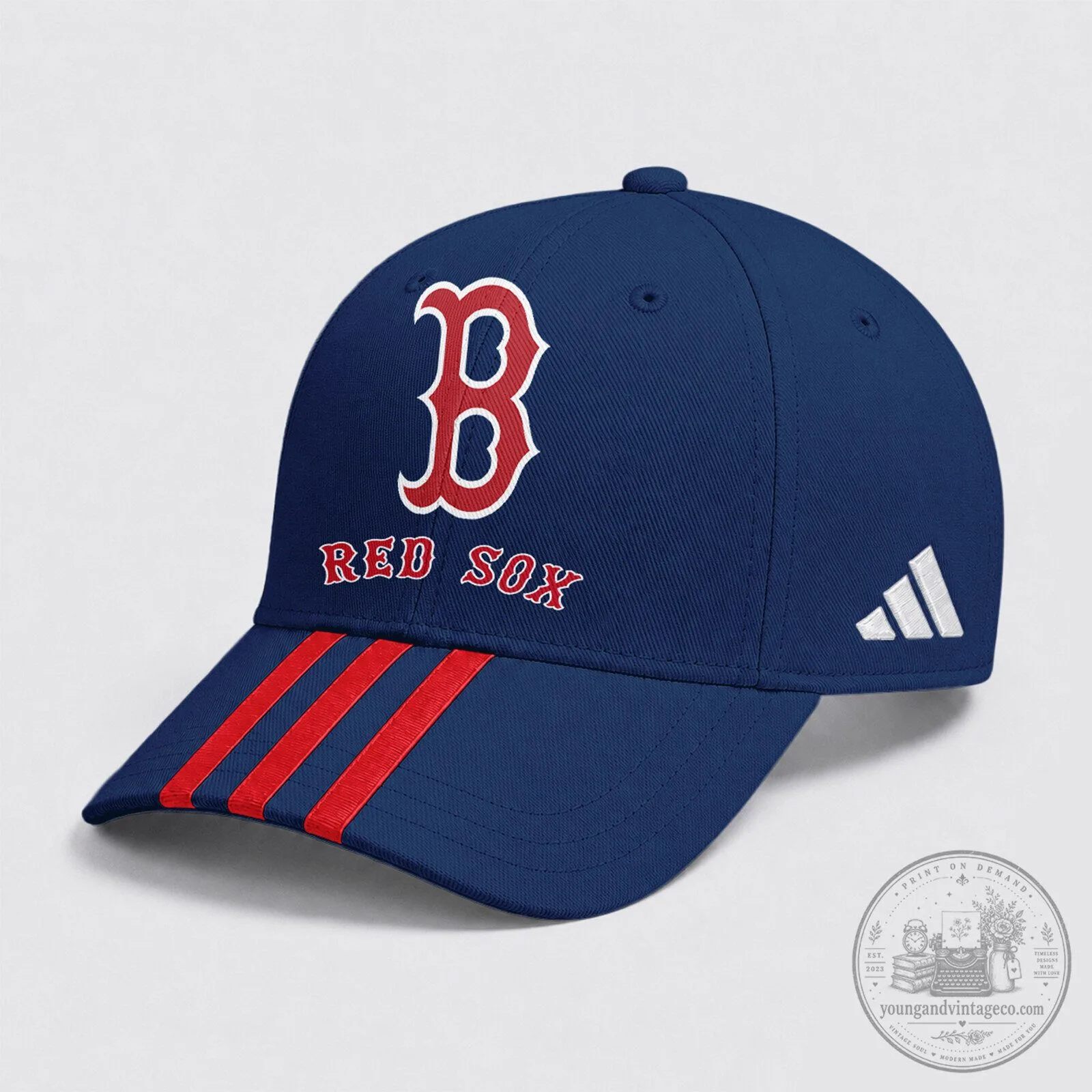 Boston Red Sox Baseball Fan Cap Hat With Red Stripes
