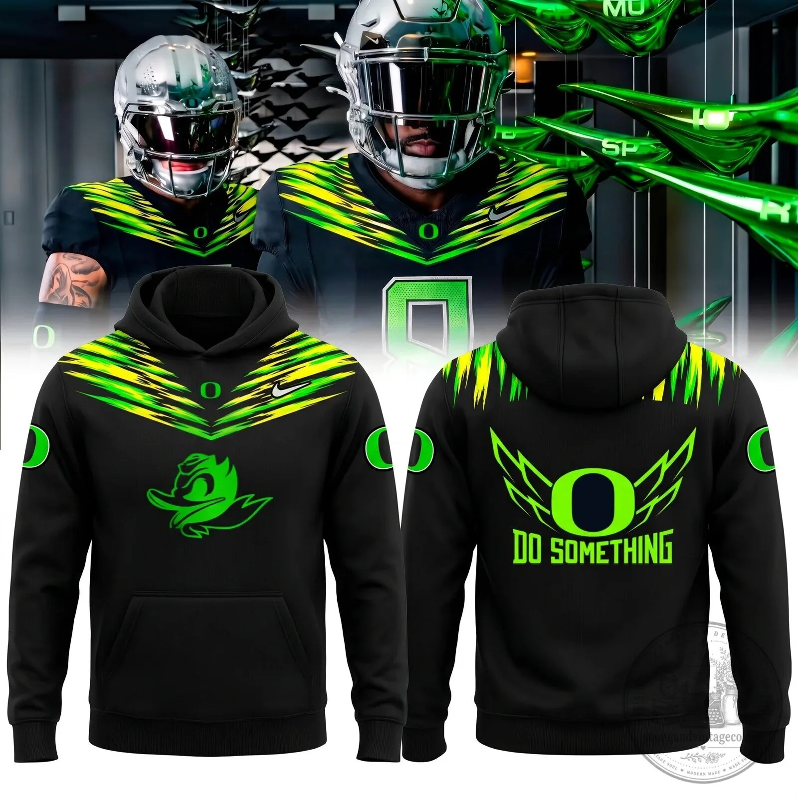 Oregon Ducks Football Team Black and Green Fan Gear Hoodie 1 Oregon Ducks Football Team Black and Green Fan Gear Hoodie