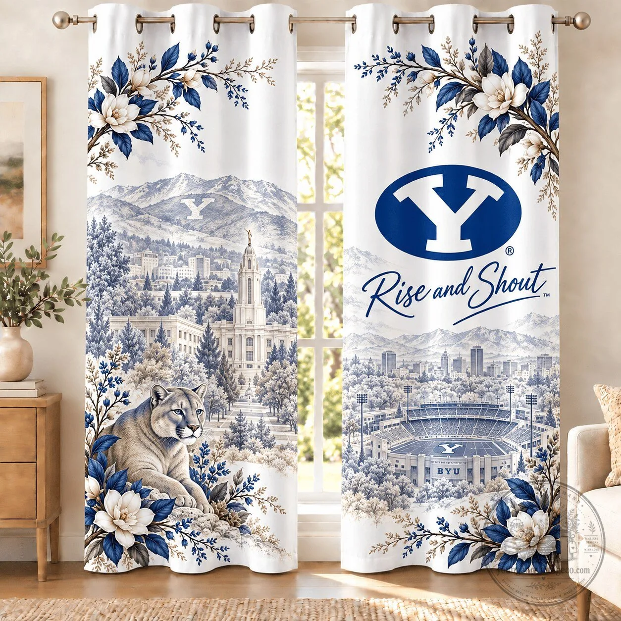 Brigham Young University Cougars Football Fan Room Decor Window Curtains 1 Brigham Young University Cougars Football Fan Room Decor Window Curtains