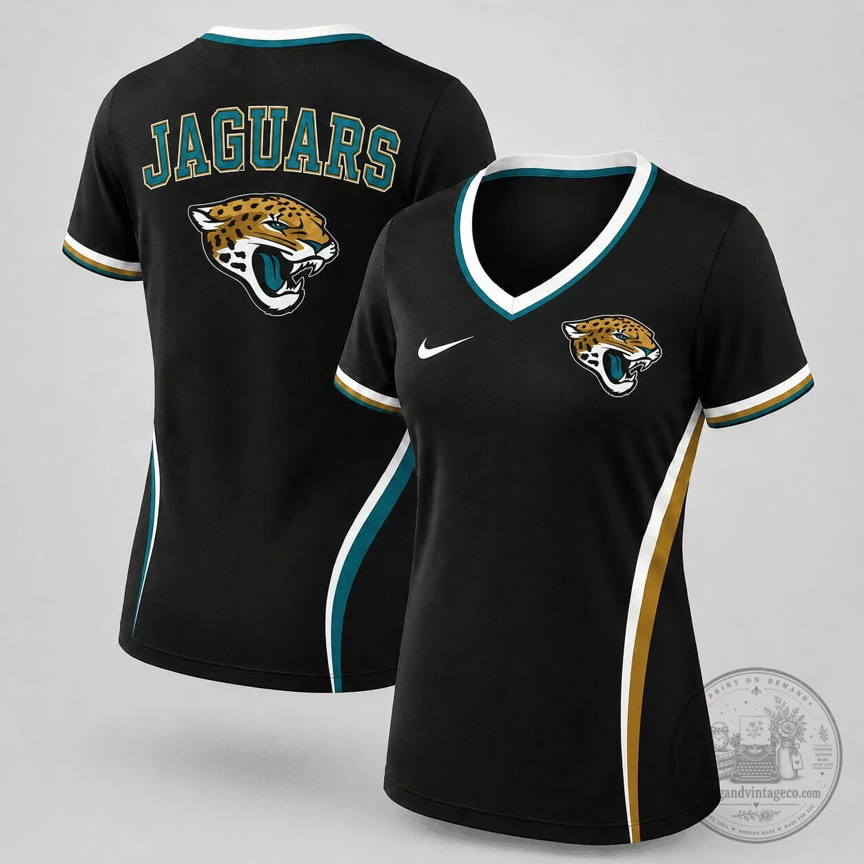 Jacksonville Jaguars NFL Fan Apparel Women's Black Performance V-Neck T-Shirt