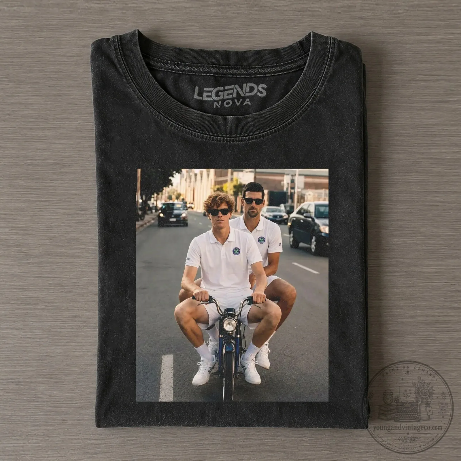 Novak Djokovic and Jannik Sinner Wimbledon Tennis Player T-Shirt