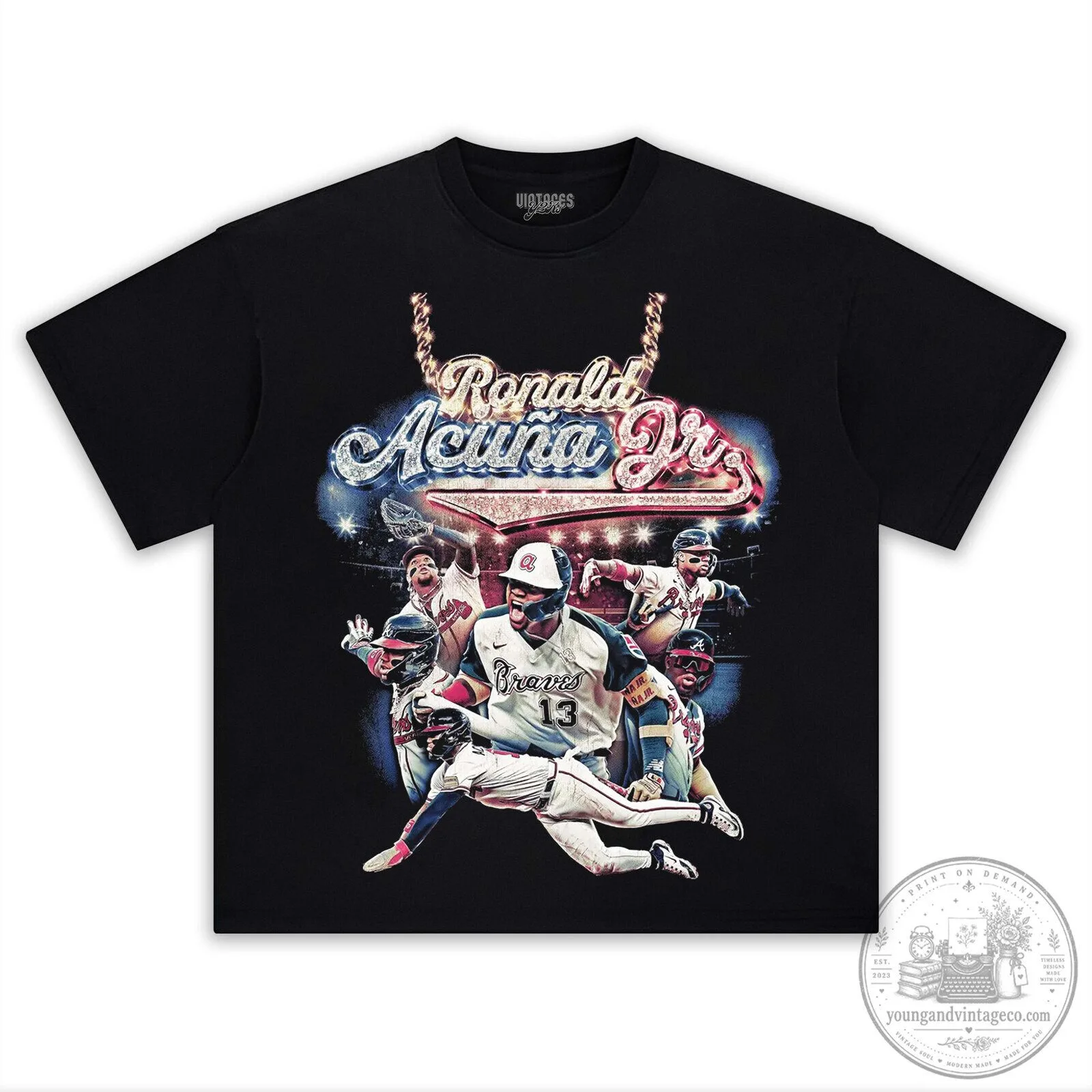 Ronald Acuna Jr Baseball Legend Black Graphic T-Shirt