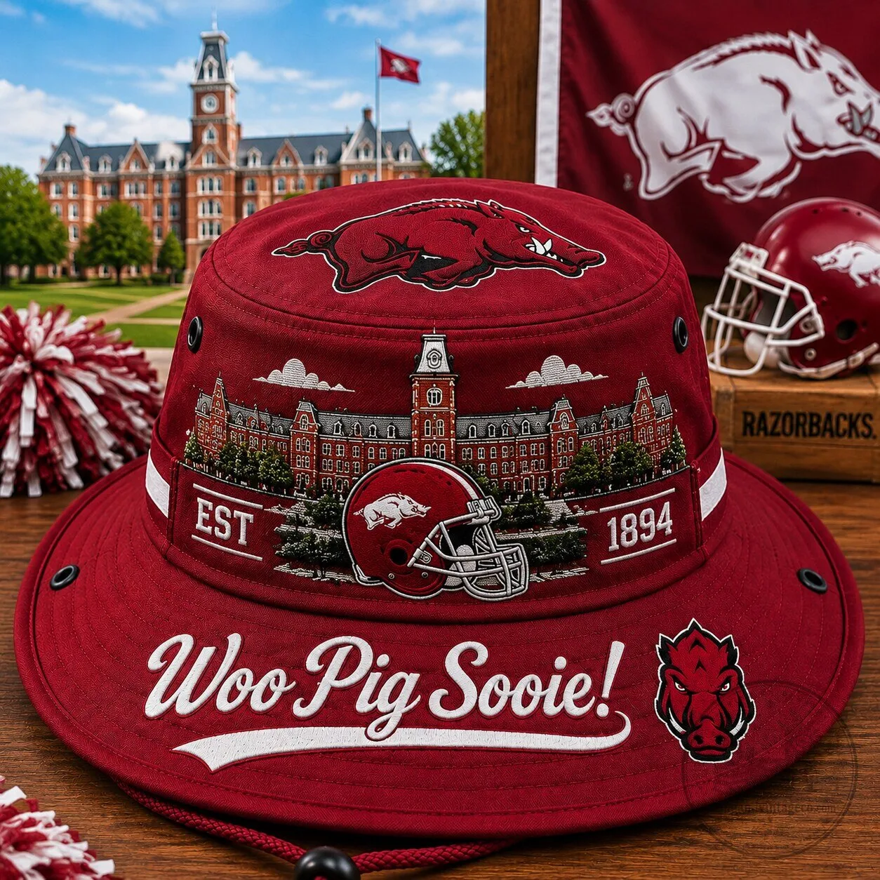 Razorbacks Woo Pig Sooie Boonie Hat from the University of Arkansas