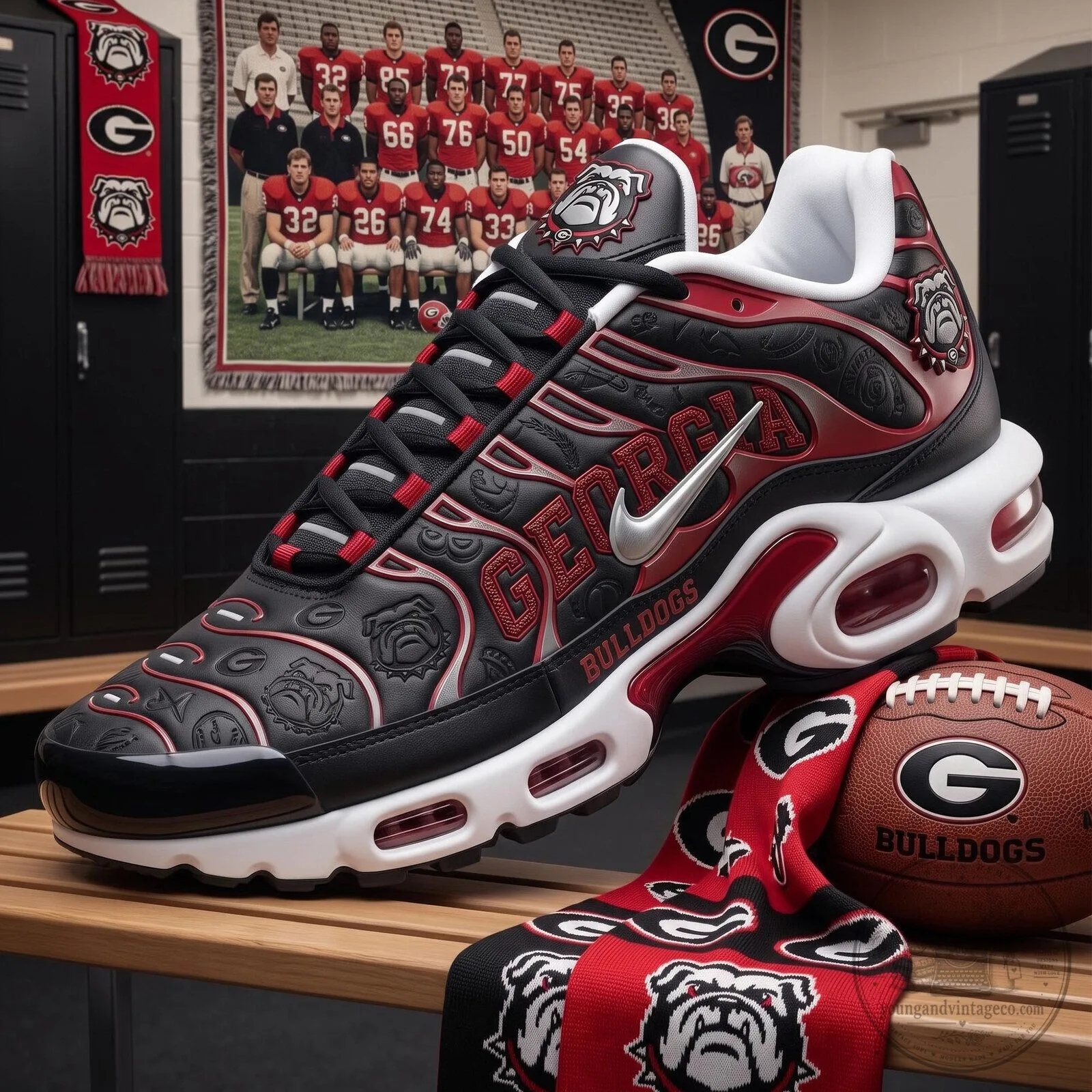 Georgia Bulldogs Red and Black Athletic Sports Shoes