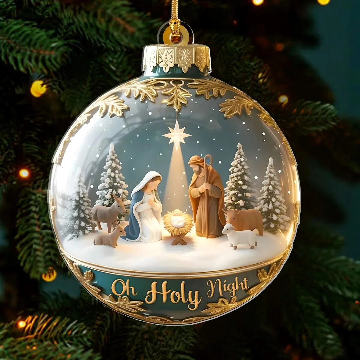 Oh Holy Night Nativity Scene Christmas Tree Ornament 4 Oh Holy Night Nativity Scene Christmas Tree Ornament