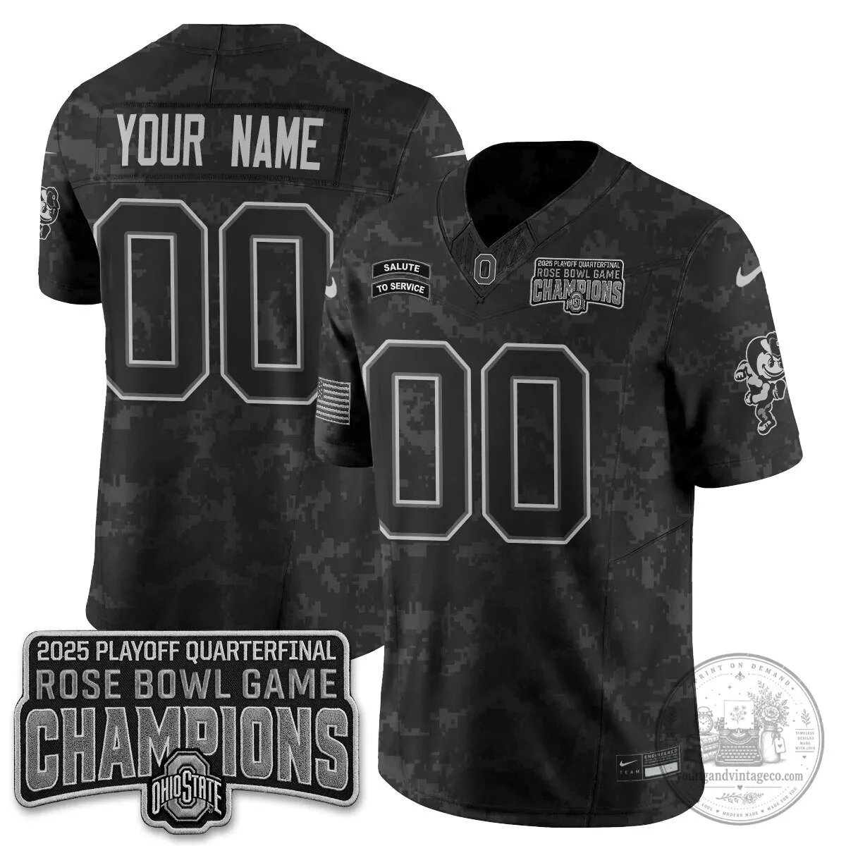 2025 Rose Bowl Champions Football Jersey - Salute To Service for Ohio State Buckeyes 4 2025 Rose Bowl Champions Football Jersey - Salute To Service for Ohio State Buckeyes