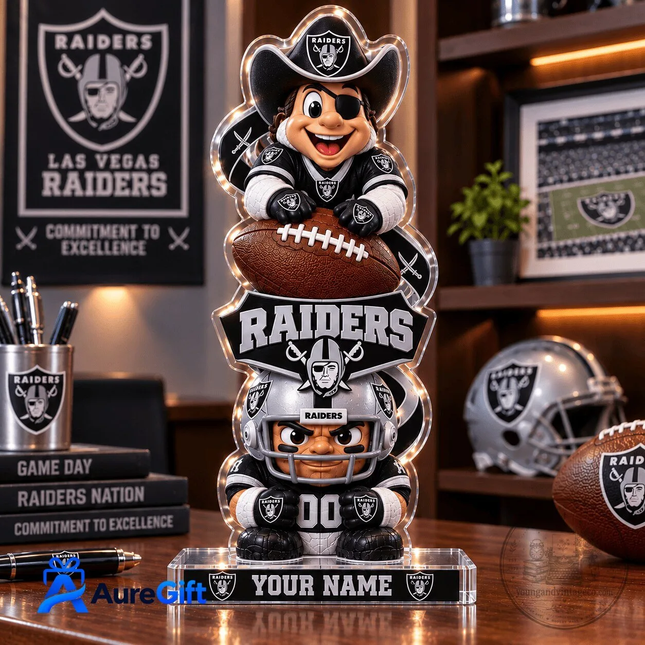 Las Vegas Raiders NFL Christmas Kickoff Personalized Acrylic Block Plaque