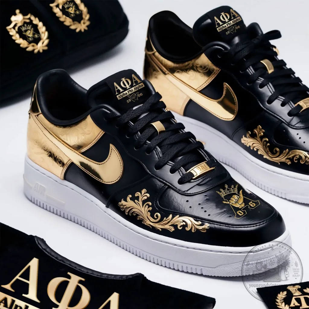 Custom Black and Gold Sneakers for Alpha Phi Alpha Fraternity Custom Black and Gold Sneakers for Alpha Phi Alpha Fraternity