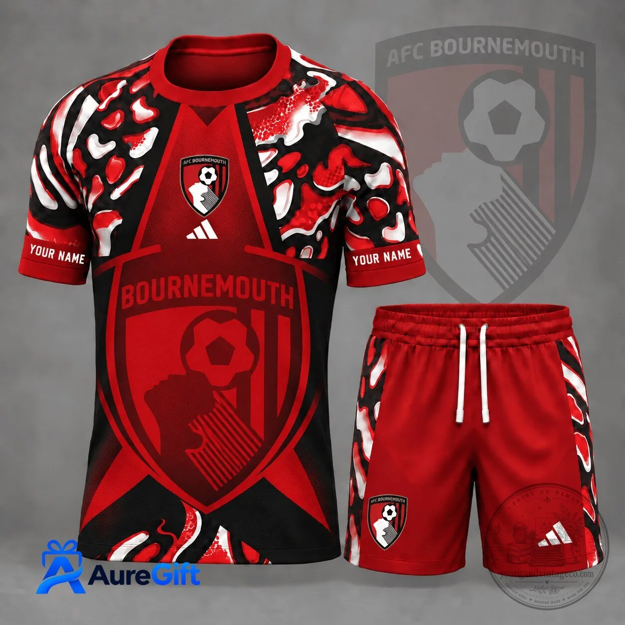 AFC Bournemouth English Premier League Football Club Personalized Red Black Kit