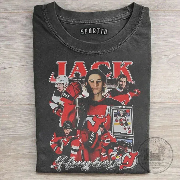 Jack Hughes New Jersey Devils Hockey Player Vintage Style T-Shirt