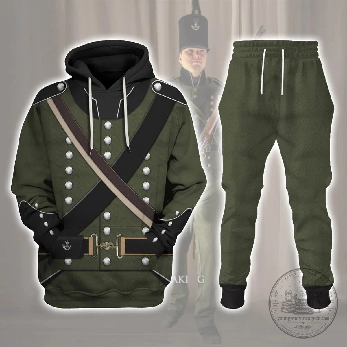 95th Rifle Regiment Rifleman 1806-1815 Uniform Historical Cosplay Hoodie 17 95th Rifle Regiment Rifleman 1806-1815 Uniform Historical Cosplay Hoodie