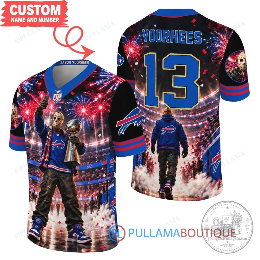 Buffalo Bills Jason Voorhees Friday the 13th Custom Football Jersey Buffalo Bills Jason Voorhees Friday the 13th Custom Football Jersey