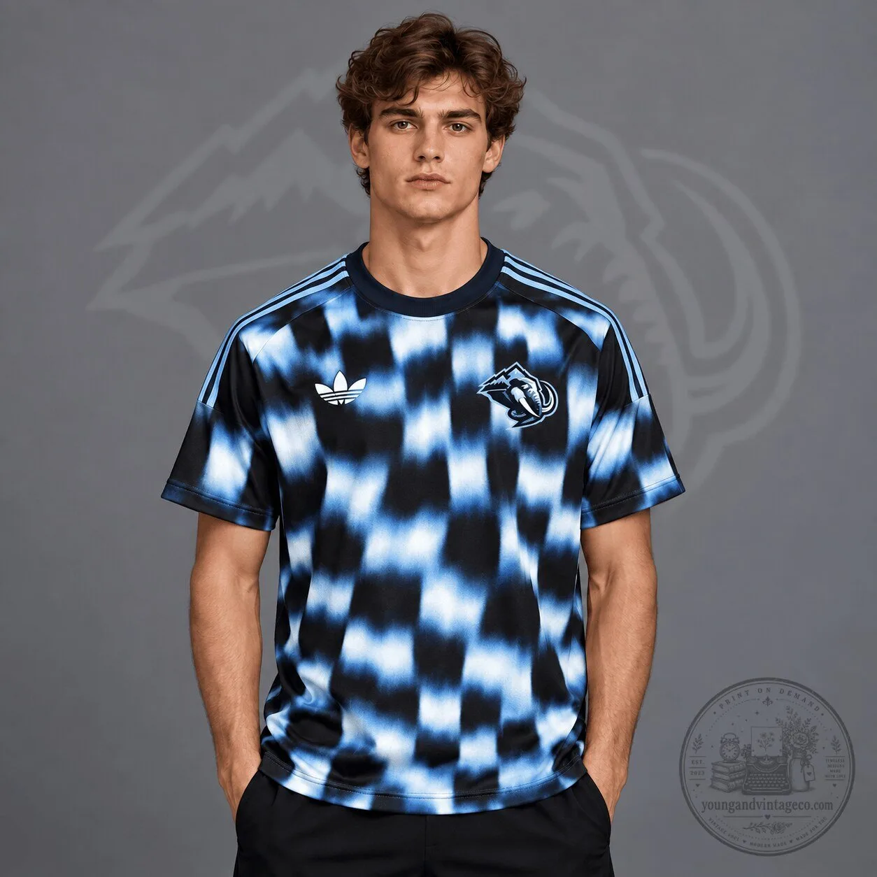 Utah Mammoth NHL Blurred Checkered Streetwear T-Shirt