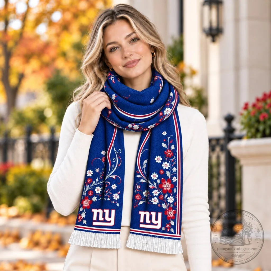 New York Giants NFL Football Team Floral Pattern Scarf 11 New York Giants NFL Football Team Floral Pattern Scarf
