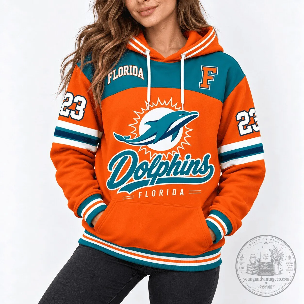 Miami Dolphins National Football League Team Heritage Patchwork Pullover Hoodie