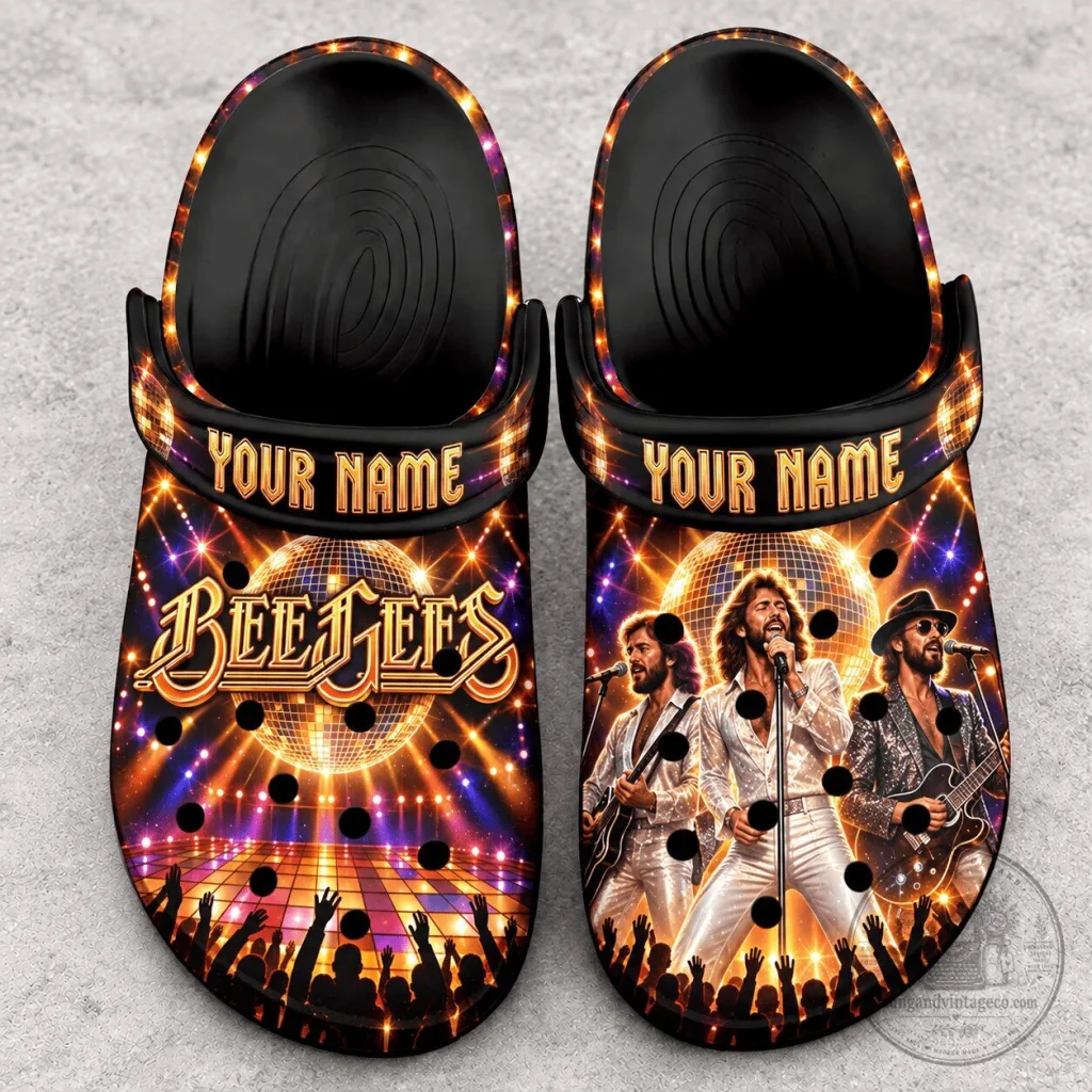 Bee Gees Disco Ball Concert Custom Name Clogs Shoes Bee Gees Disco Ball Concert Custom Name Clogs Shoes