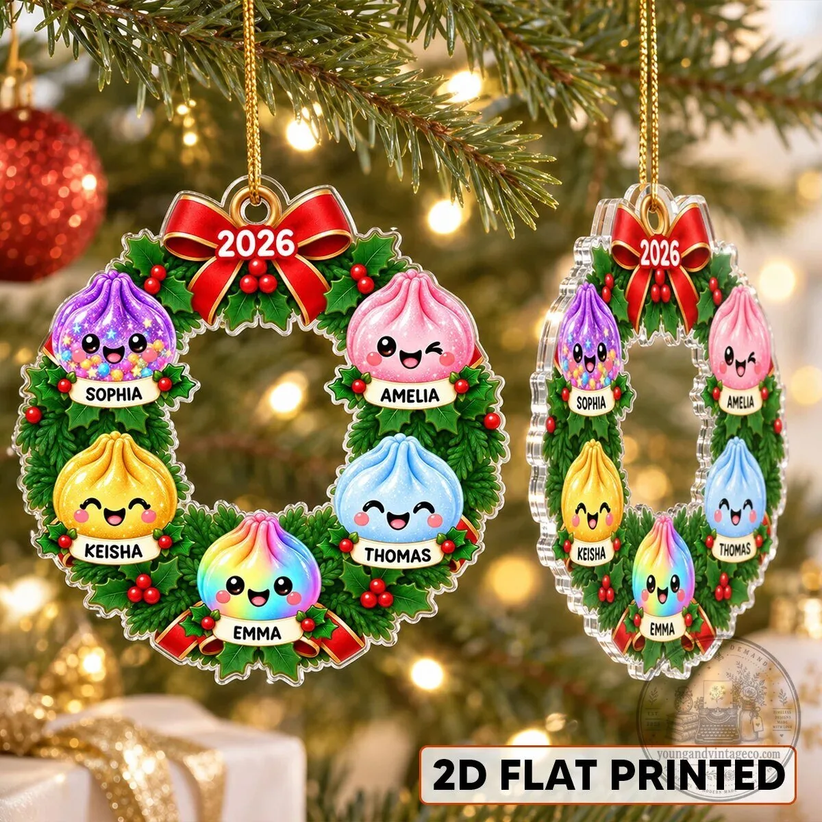 Personalized Christmas Wreath Family Dumpling Acrylic Ornament 2026 8 Personalized Christmas Wreath Family Dumpling Acrylic Ornament 2026