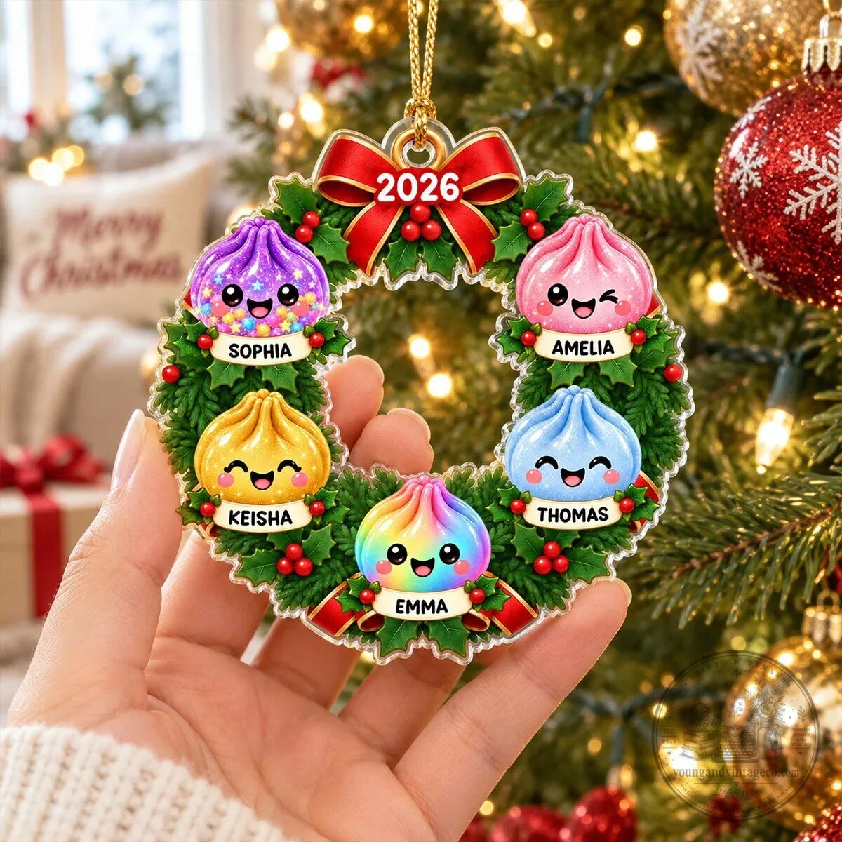 Personalized Christmas Wreath Family Dumpling Acrylic Ornament 2026 10 Personalized Christmas Wreath Family Dumpling Acrylic Ornament 2026