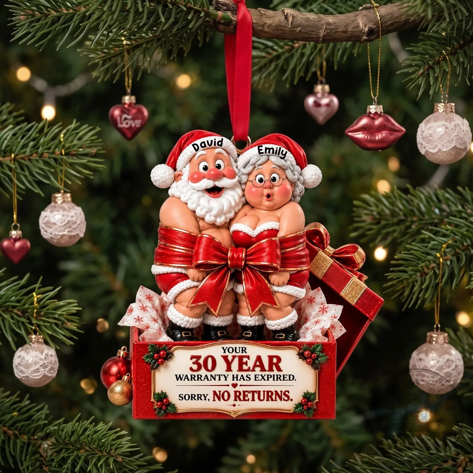 Funny Christmas Couple Ornament, Personalized 30 Year Warranty Expired Holiday Gift 6 Funny Christmas Couple Ornament, Personalized 30 Year Warranty Expired Holiday Gift