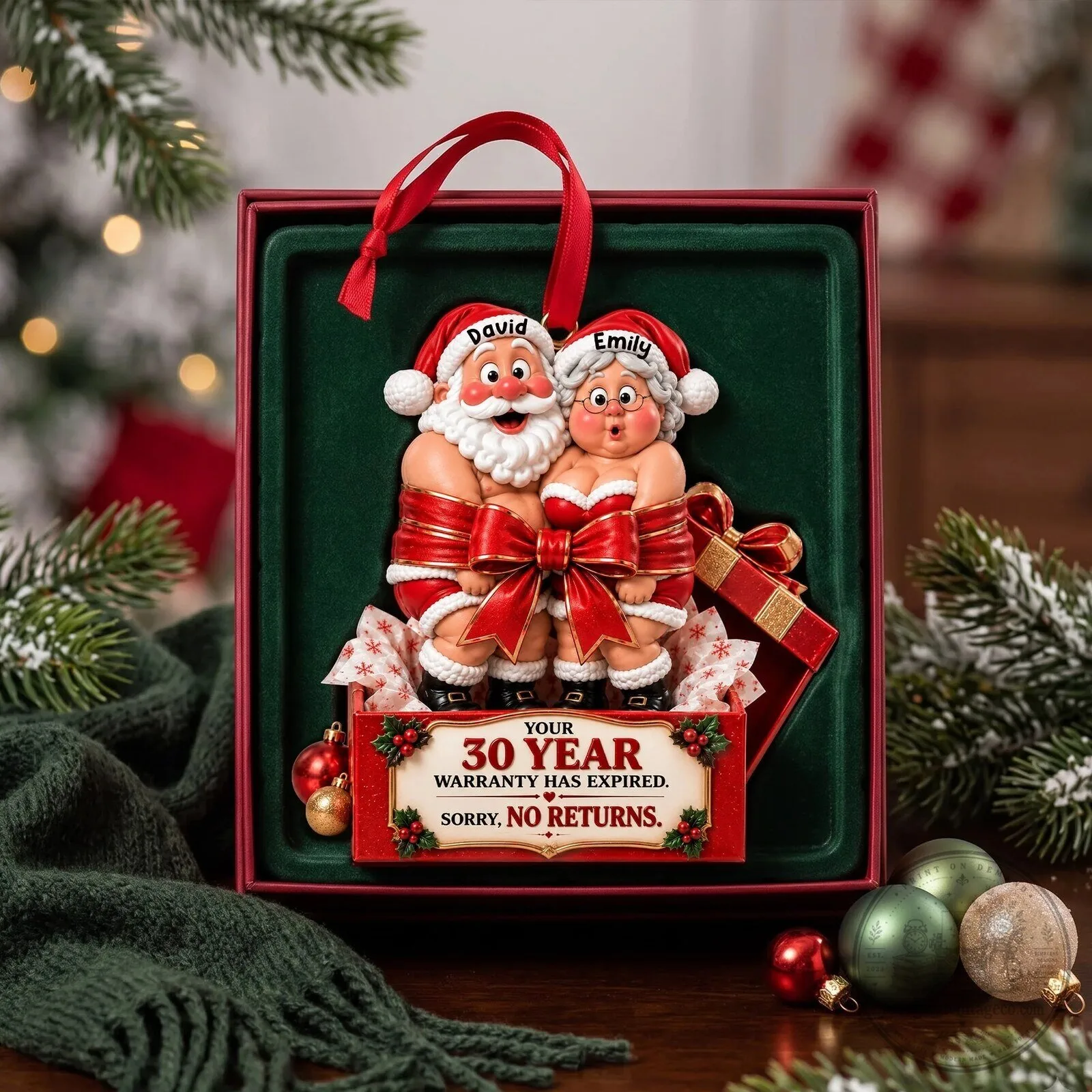 Funny Christmas Couple Ornament, Personalized 30 Year Warranty Expired Holiday Gift 7 Funny Christmas Couple Ornament, Personalized 30 Year Warranty Expired Holiday Gift
