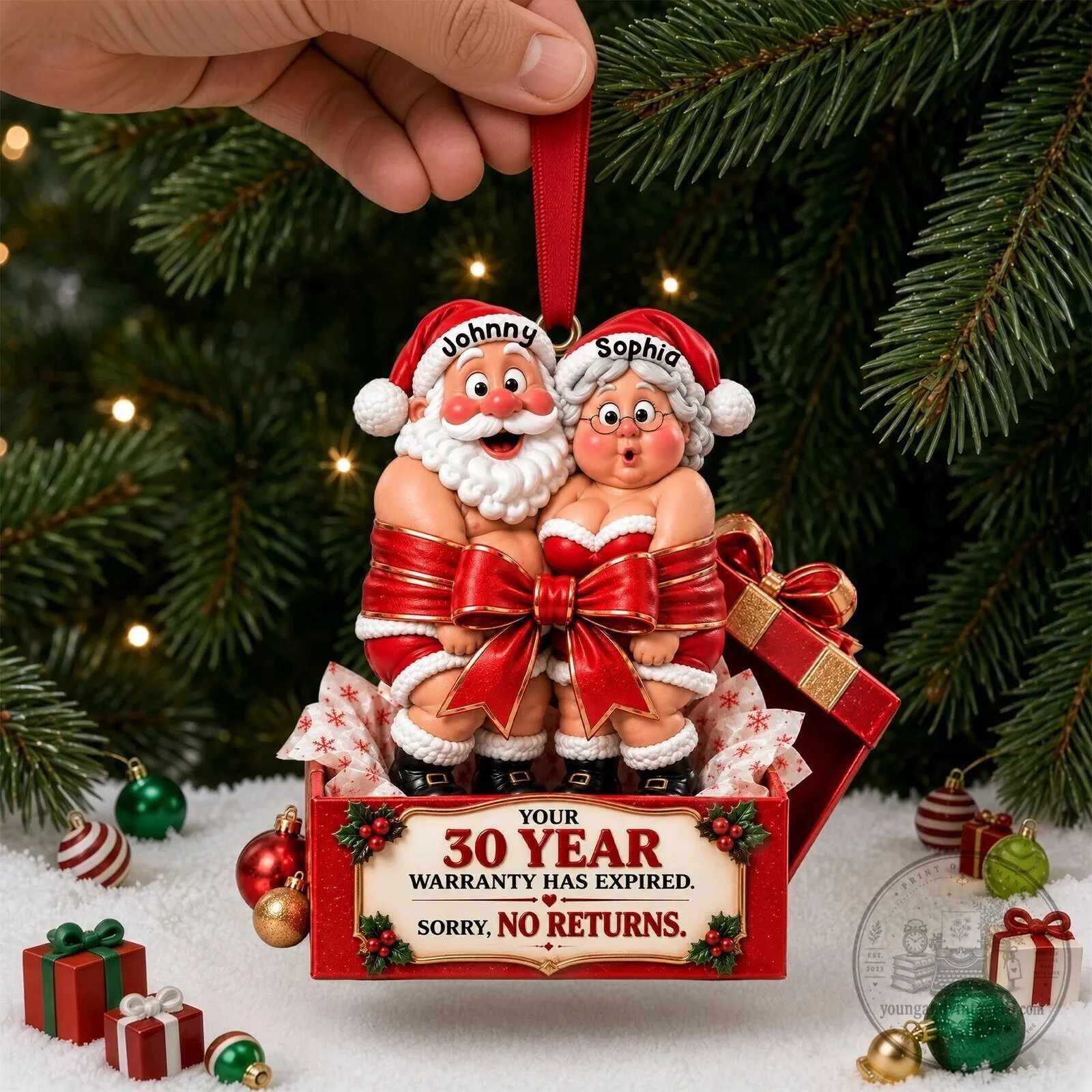 Funny Christmas Couple Ornament, Personalized 30 Year Warranty Expired Holiday Gift 8 Funny Christmas Couple Ornament, Personalized 30 Year Warranty Expired Holiday Gift
