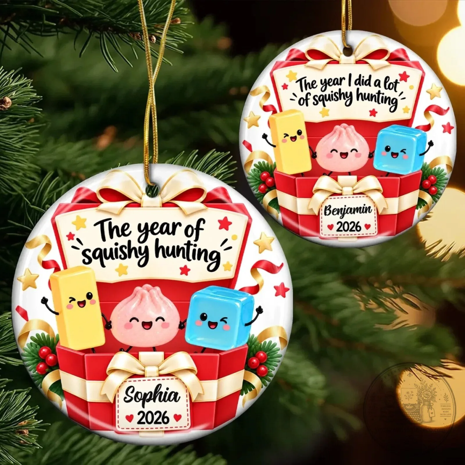 Personalized Squishy Hunting Christmas Ornament - Custom Name Holiday Decoration