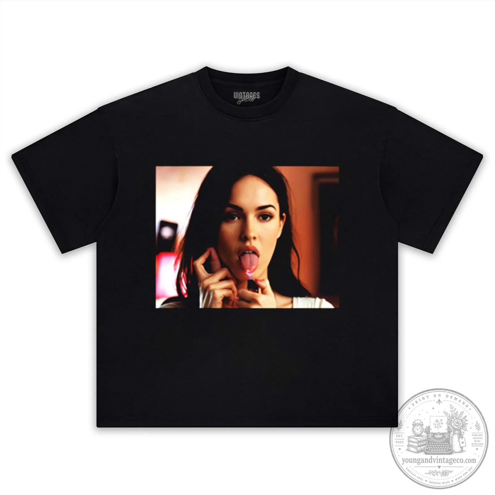 Megan Fox Photo Black Adult T-Shirt