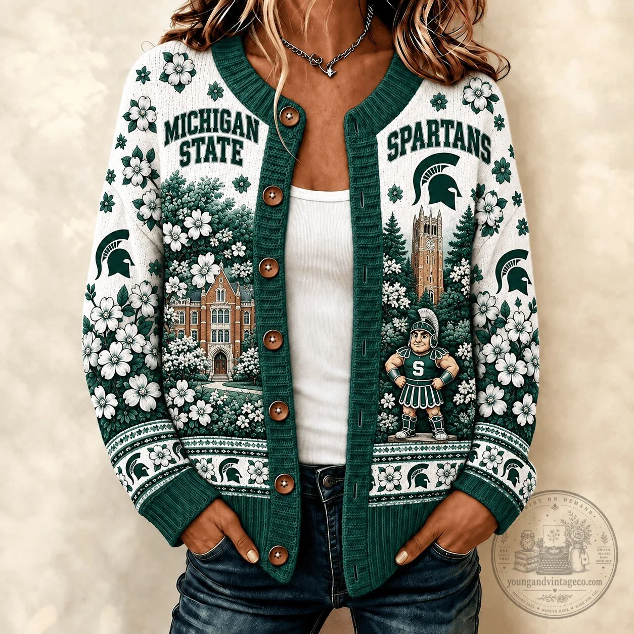 Michigan State Spartans Floral Cardigan