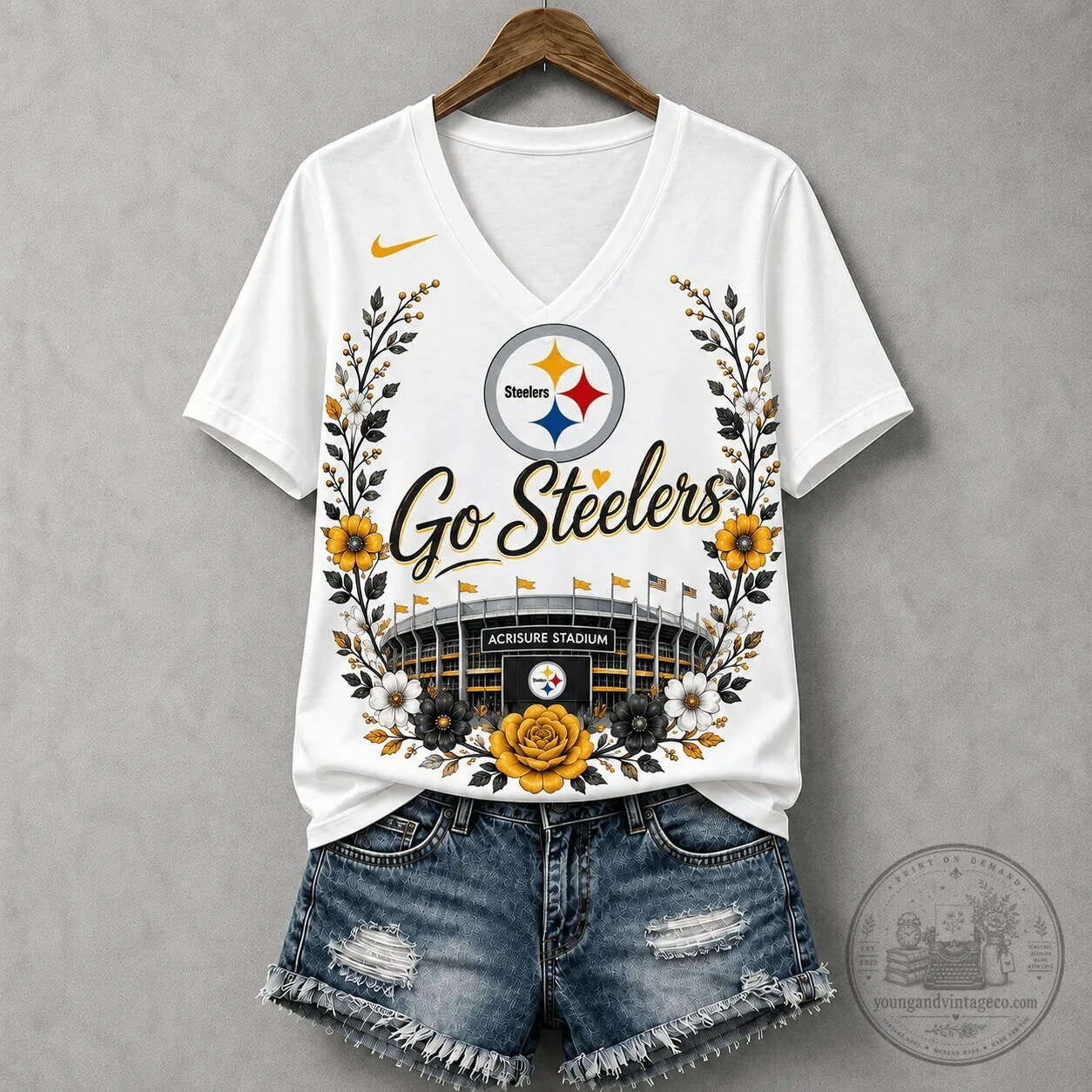 Pittsburgh Football Team Floral Acrisure Stadium Fan T-Shirt