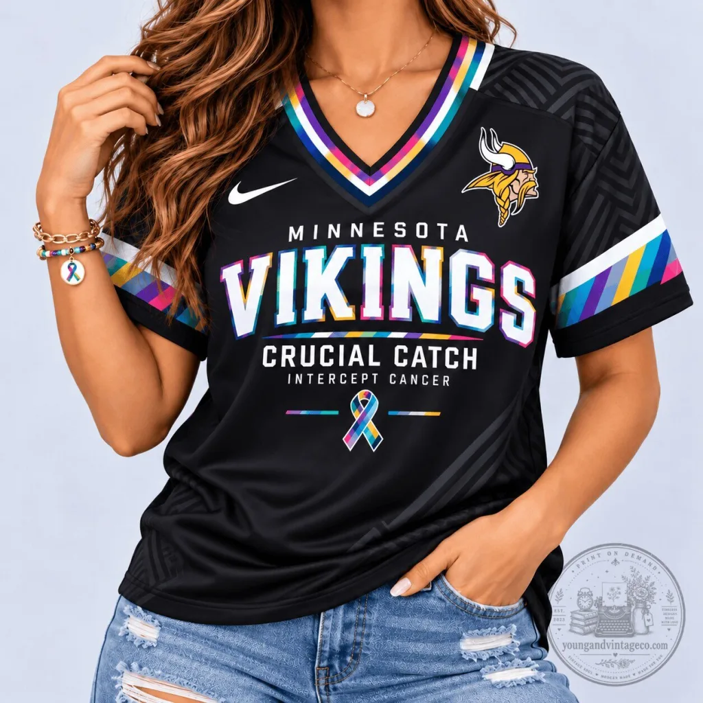 Minnesota Vikings Crucial Catch Intercept Cancer NFL Football Jersey Minnesota Vikings Crucial Catch Intercept Cancer NFL Football Jersey