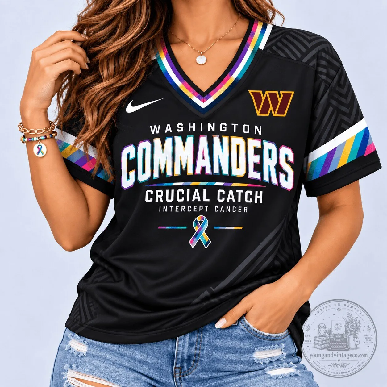 Intercept Cancer Football Jersey by Washington Commanders - Crucial Catch Edition