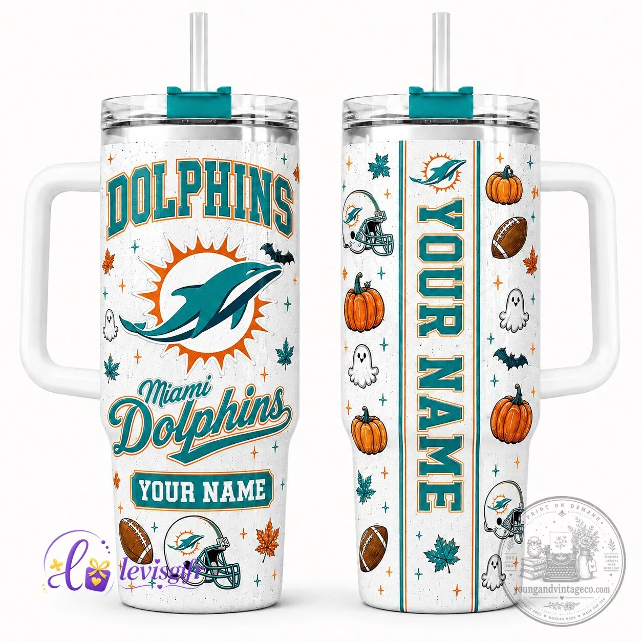 Miami Dolphins NFL Halloween Personalized Tumbler 40oz