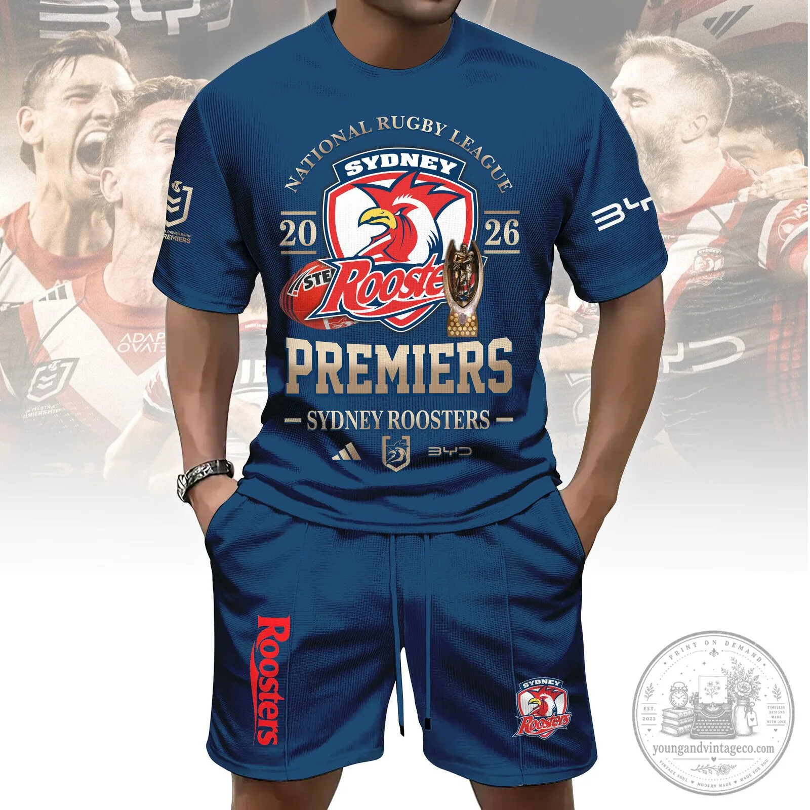 Sydney Roosters National Rugby League Premiers 2026 Men's T-Shirt and Shorts Set